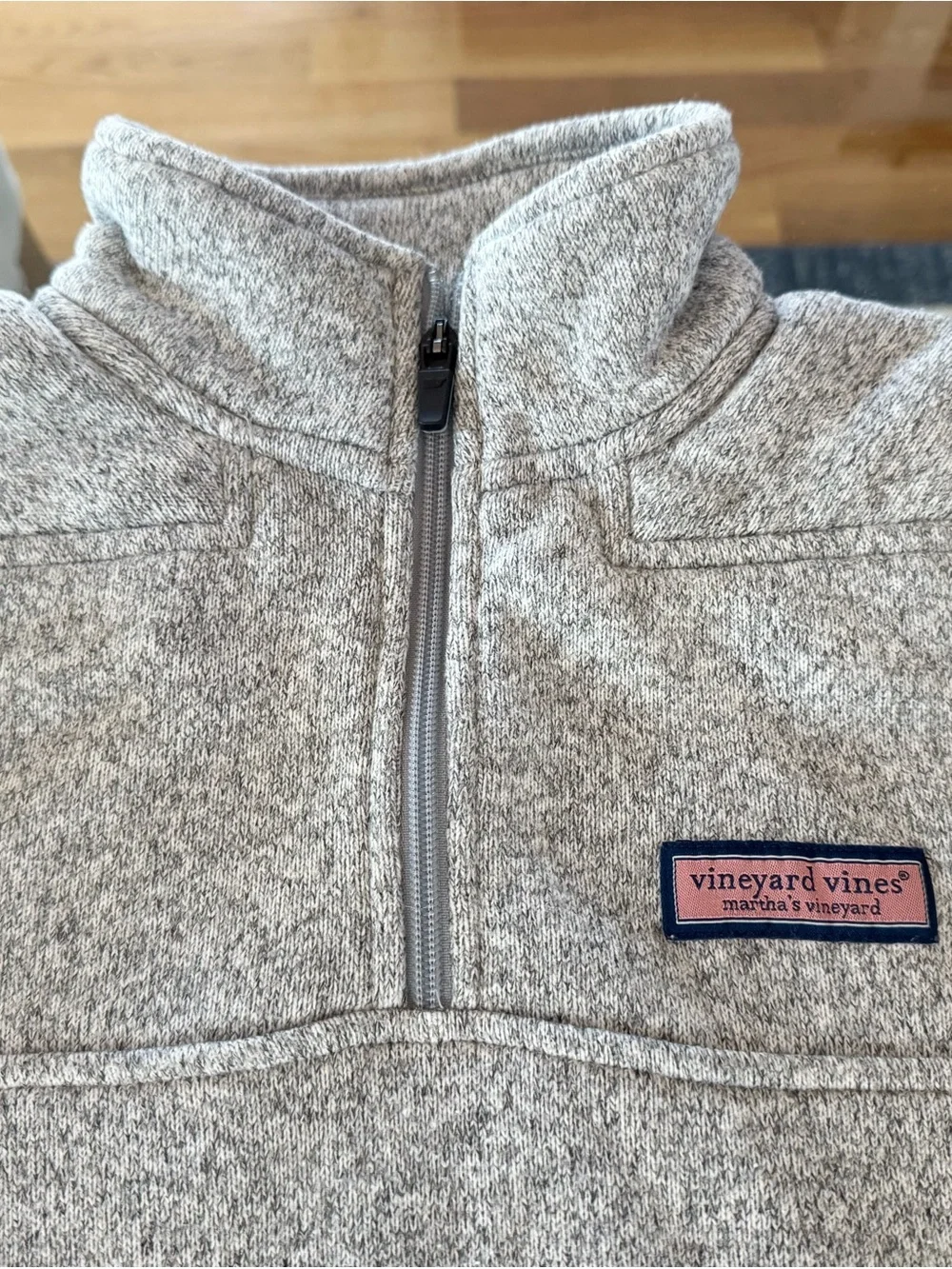 Vineyard Vines Boy's Medium Light Gray Heather Quarter-Zip Pullover